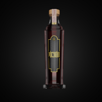 Pécskövi label, bottle design 3d branding graphic design