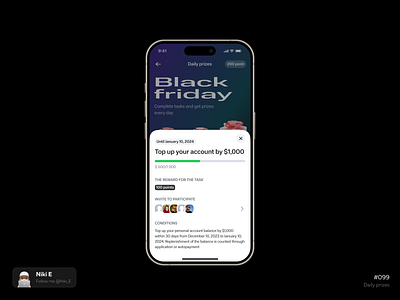 Daily prizes black friday daily prizes daily ui design design app game job mini games mobile app niki e pize progress bar quest sale tasks ui ux