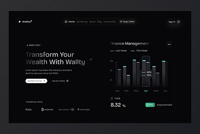 Finance Management - Dashboard UI Design dashboard dashboard design design figma landing landing page ui ux website website design wireframe