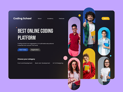 Coding School - Landing page app concept design design e learning app education elearningapp product design ui ux webapp website