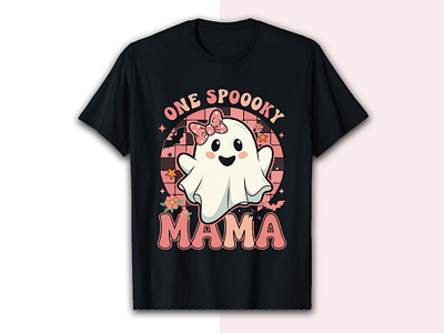 One spooky MAMA halloween tshirt design custom tshirt festive wear. halloween themed graphic tee haunted halloween witchy mom shirt