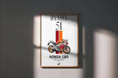 Daniel 51th Birthday 51 graphic design honda honda cbr motorbike poster