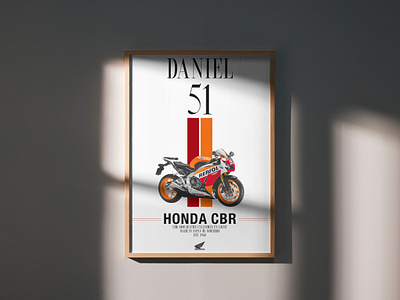 Daniel 51th Birthday 51 graphic design honda honda cbr motorbike poster