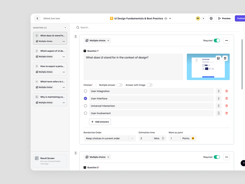 Trenning - Creating a New Quiz in SaaS LMS course education education platform internal knowledge base knowledge base learning learning management system lms product design quiz saas staff training student team training training ui ux web app web design wiki