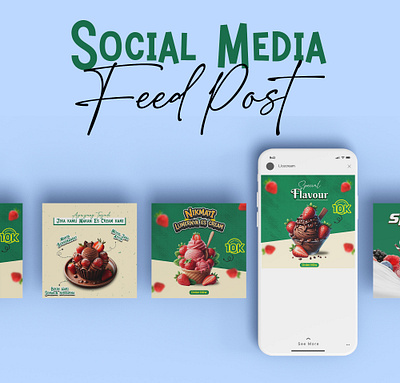 SOCIAL MEDIA POST ICE CREAM feedpost design graphic design photoshop poster design social media