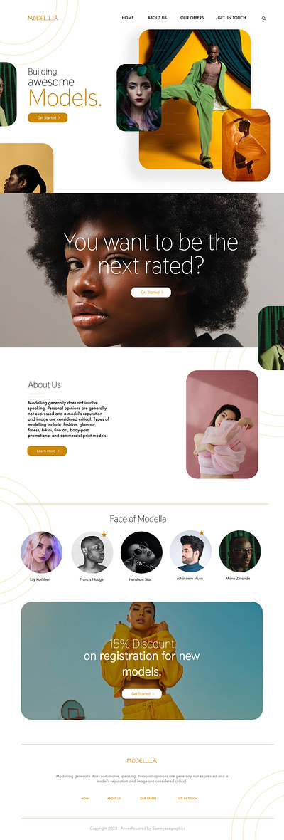 Ui Landing page design for Modelling Agency branding graphic design ui