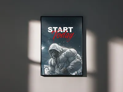 Start Today animal gorilla graphic design gym home gym motivation poster sport workout