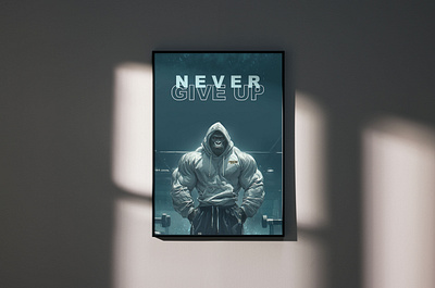 Never give up animal gorilla graphic design gym home gym motivation poster sport workout