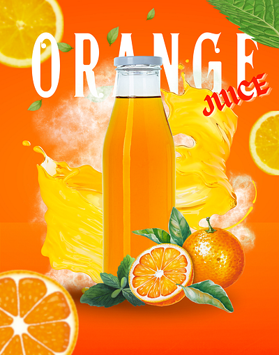 Flavour Filled Orange Juice branding canav cold design flavoured graphic design juice lemon mouth watering orange socialmedia splash ymmu