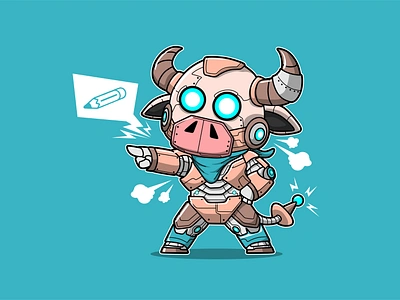 Mecha Buffalo buffalo bull cartoon character character design cyborg illustration machine mecha robot vector