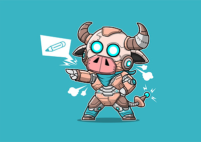 Mecha Buffalo buffalo bull cartoon character character design cyborg illustration machine mecha robot vector