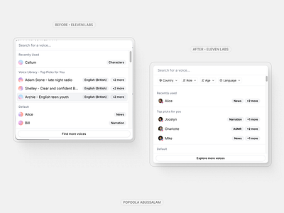 AI Voice Filter Component | Eleven Labs ai artificial intelligence dailyui ui ui design uiux