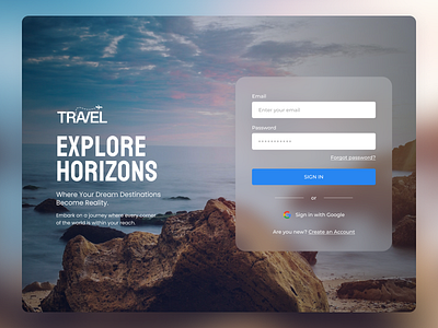 Travel Login page animation creative design graphic design login login page logo minimal online online booking page sign in tours travel travel website typography ui ux web website