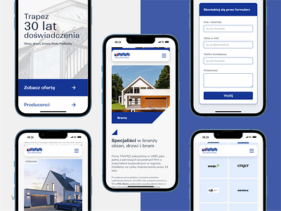 Trapez - mobile view of the website blue design furniture gate gates home house light light theme webdesign website window windows