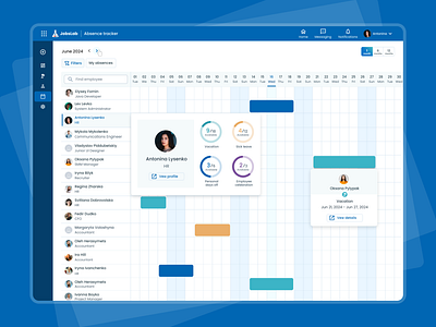 HRM - Absence Tracker Calendar absence tracker app design hrm leave tracker leave tracker calendar ui ux