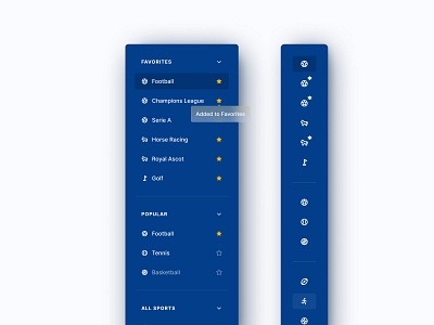 Sidebar Navigation betting design icons igaming interface layout minimal mobile navigation sidebar sports ui ux web