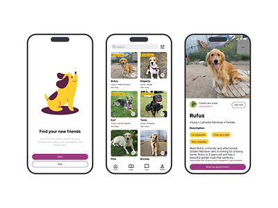 Pawfect Match - App adoption app dog adoption app mobile app pet app ui