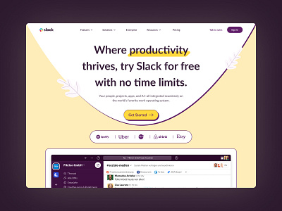 Slack - Hero Section Redesign (Light Mode) 3d animation branding clean design graphic design inspiration inspire light ui logo mobile motion graphics product design trending ui user experience user interface ux web website