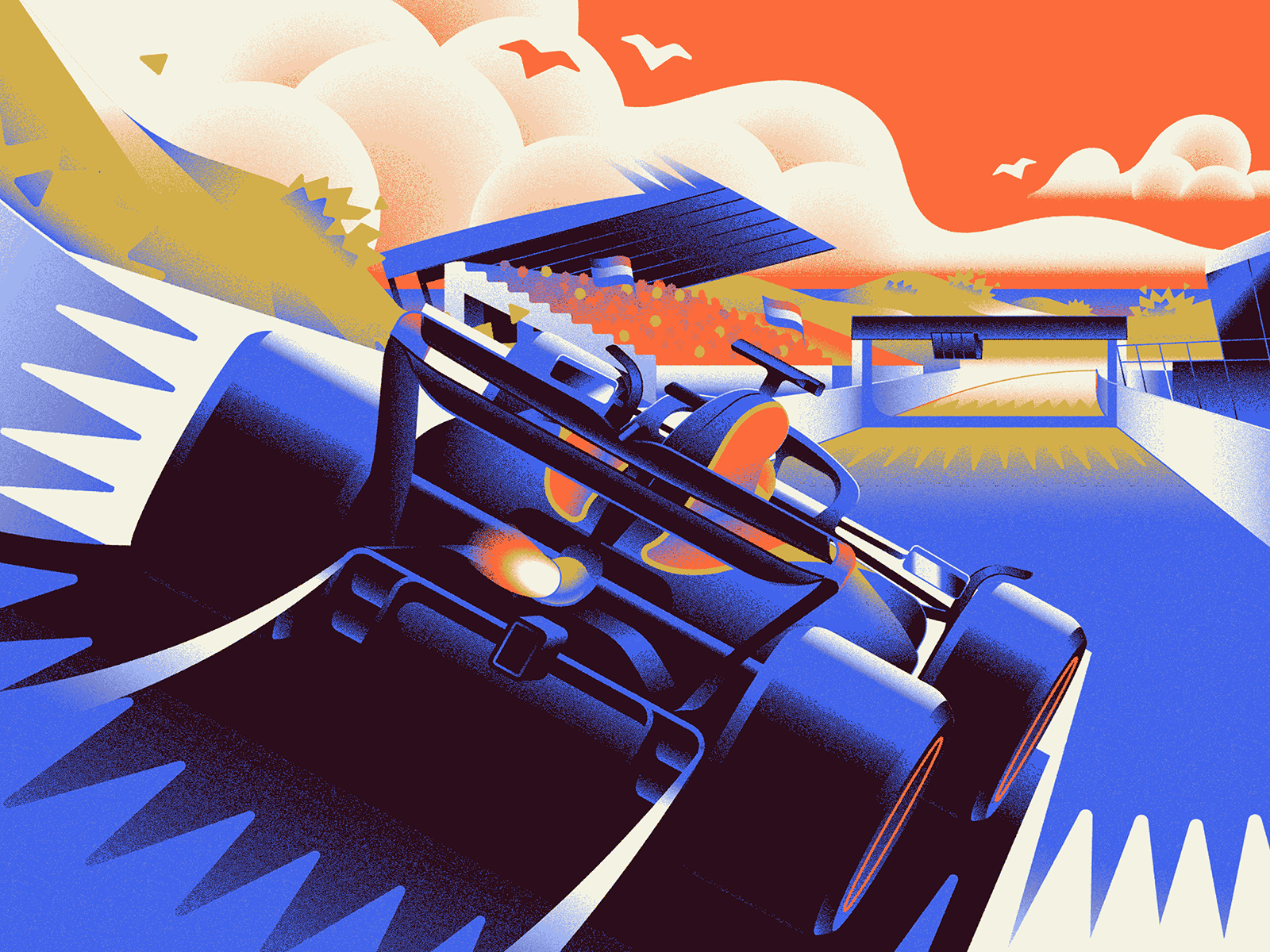 Vintage F1 Poster branding car circuit dutch f1 formula 1 grand prix illustration netherlands race racetrack racing speed