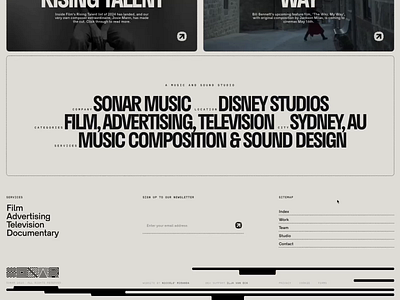 Sonar Music [ Footer ] credits entertainment footer movie music sonar trend webflow website