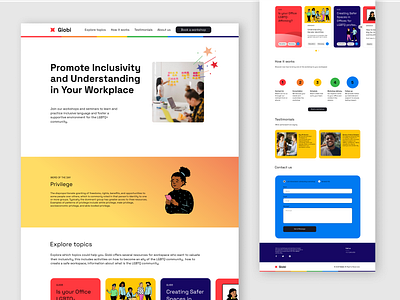 Giobi - landing page to promote inclusivity in the workspace graphic design inclusivity case study landing page lgbtq pride case study pride landing page pridemonth ui uxui webdesign webpage