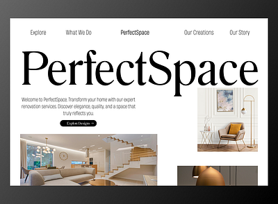 PerfectSpace - Renovation Company Landing Page animation art branding creative dailyui design figma graphic design interior interriordesign landingpage logo modern new renovation ui uitrend webdesign website