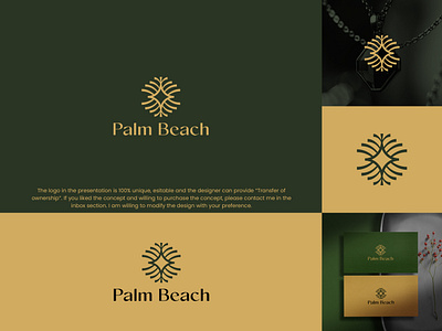 Palm Beach logo brand identity branding brandlogo elegant logo feminine logo jewelry logo logo logo design logofolio luxury logo minimal logo palm logo