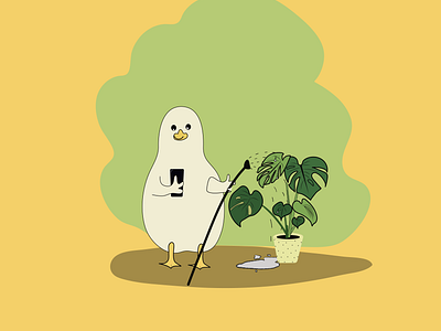 Plants can wait! character design cute illustrations daily art duck graphic design illustration mascot simple art