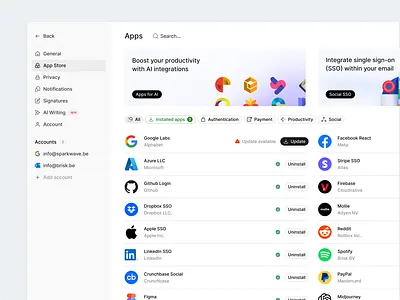 App Store for a SaaS design product design ui