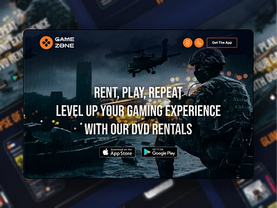 Game Zone App - Games Rental Mobile App Landing Page Design games app gaming app gaming ui mobile app desgin playstation steam store