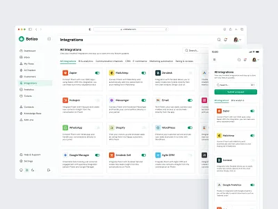 Botizo - Product Integrations UI Design app design design system integration integration ui product design product integration ui design uikit web design