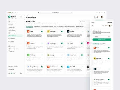 Botizo - Product Integrations UI Design app design design system integration integration ui product design product integration ui design uikit web design
