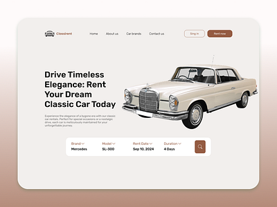 Classirent Landing 3d animation art benz branding car design figma home landing landingpage minimal online rent simple ui uidesign uiux website