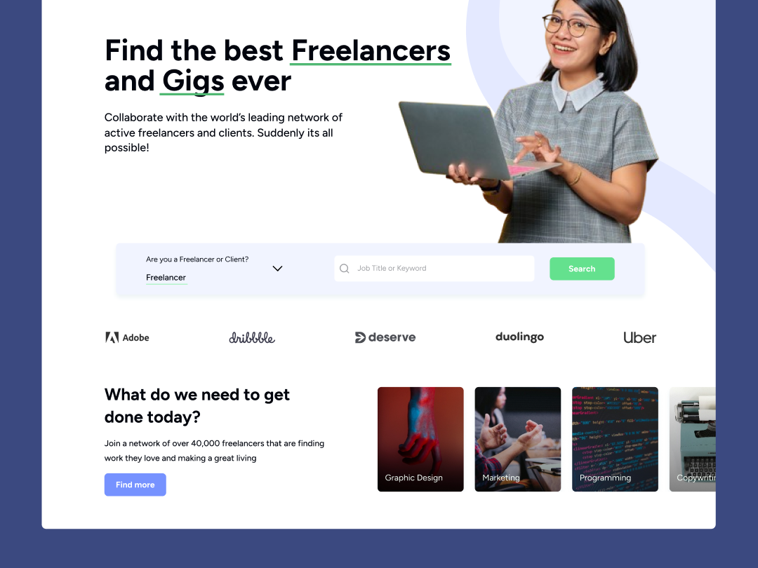 Freelance Website Landing Page UI by Victor Baiden on Dribbble