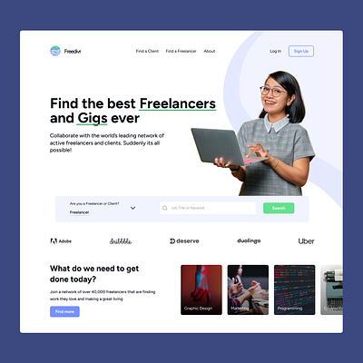 Freelance Website Landing Page UI figma freelance landing page ui ui design ux web design website