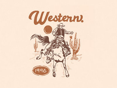 Western 1996 badge branding cactus clothing clothing design cowboy cowboy art design graphic design logo tshirt design vintage western