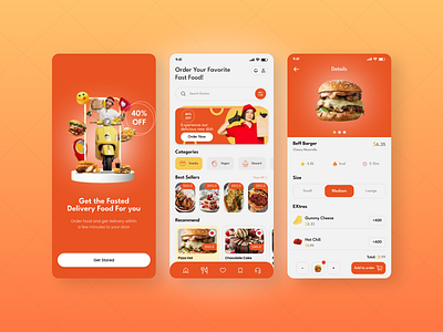 Food Delivery Mobile App android design figma design ios design landing page design mobile app design redesign responsive design screenshot design ui ui ux design ux web design website design