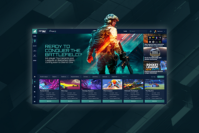 District One Tournament Platform desktop gaming landing page news tournaments ui ux design wireframes