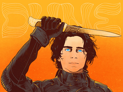 Paul Atreides crys knife digital drawing dune illustration movie paul atreides portrait sci fi timothee chalamet