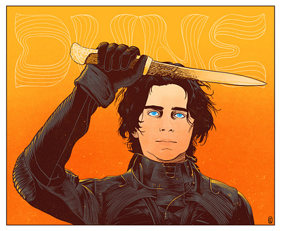 Paul Atreides crys knife digital drawing dune illustration movie paul atreides portrait sci fi timothee chalamet