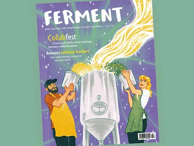 Ferment Magazine Collabfest Cover beer brewery brewing collaboration cover digital drawing editorial ferment illustration magazine