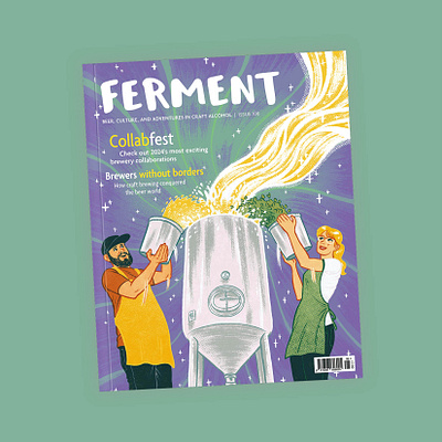 Ferment Magazine Collabfest Cover beer brewery brewing collaboration cover digital drawing editorial ferment illustration magazine