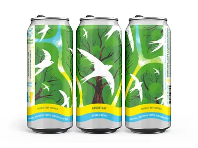 Arbor Day Beer Label arbor day beer beverage birds brewery design digital drawing ferndale project illustration label packaging trees