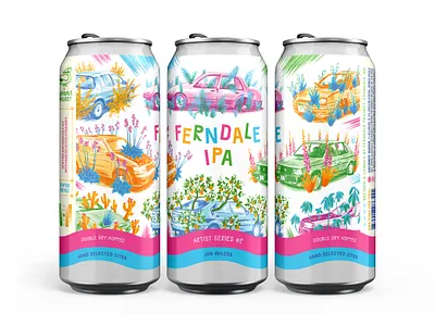 Artist Series Beer Label artist series beer brewery can cars design detroit digital drawing ferndale project flowers illustration plants