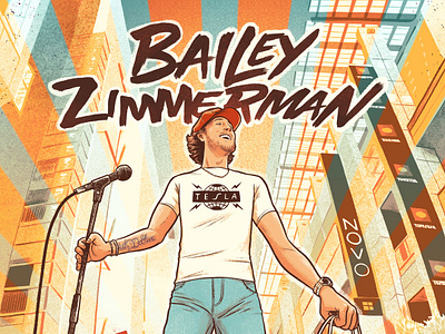 Bailey Zimmerman Poster bailey zimmerman concert country design digital drawing gig poster illustration los angeles music novo poster show poster