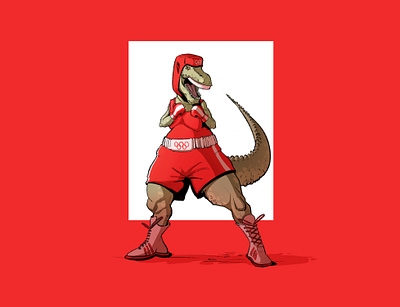 DINO OLYMPICS boxer cartoon cartoon illustration cartooning character design character design challenge design dino olympics dinosaur illustration olympics procreate sports t rex