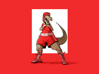 DINO OLYMPICS boxer cartoon cartoon illustration cartooning character design character design challenge design dino olympics dinosaur illustration olympics procreate sports t rex