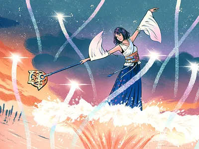 Yuna - The Sending character commission digital drawing fan art ffx final fantasy x illustration spirits the sending video game yuna