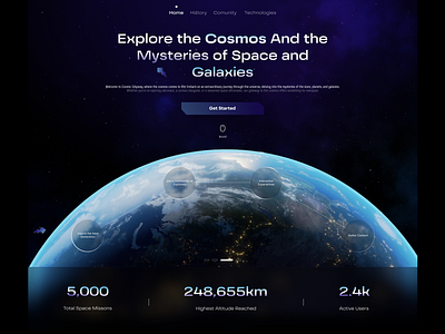 CosmicVoyager🚀 astronaut cosmos design galaxy hero image landing space ui ux web design