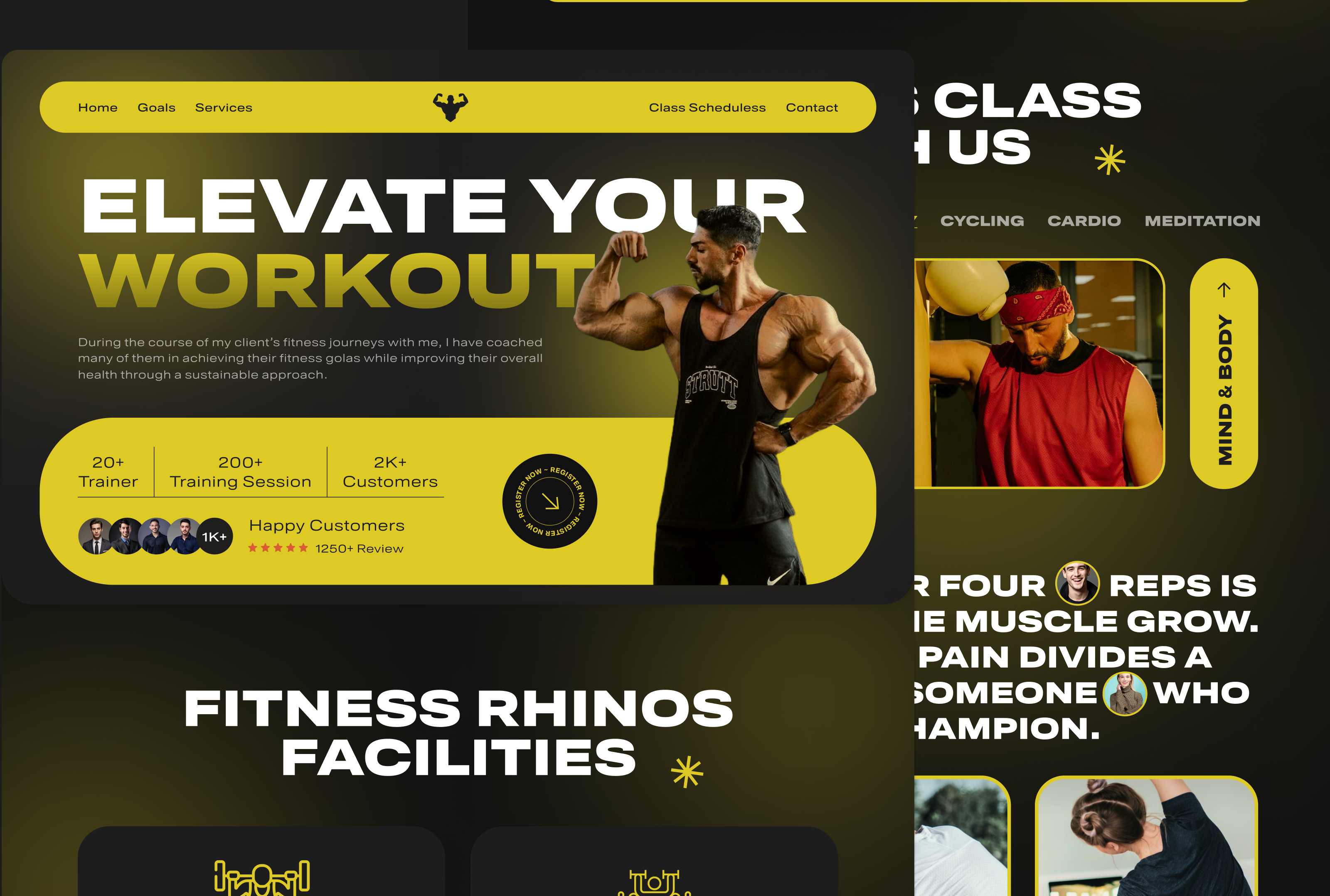 Gym & Fitness Landing Page UI Design bold business clean design fitness landing page gym gym fitness health minimal popular sport trends 2024 ui uiux user interface web web design website